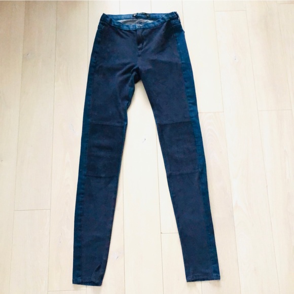 Zara Trafaluc Velour Front Skinny Jeans in Dark Indigo Size 4 - Picture 1 of 11